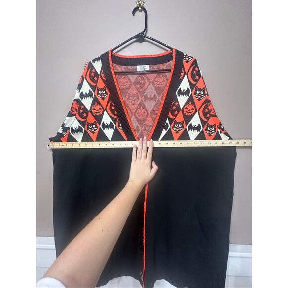 NWOT UNIQUE VINTAGE HALLOWEEN PUMPKIN ARGYLE BLACK CARDIGAN WOMEN'S XXL - Picture 8 of 12